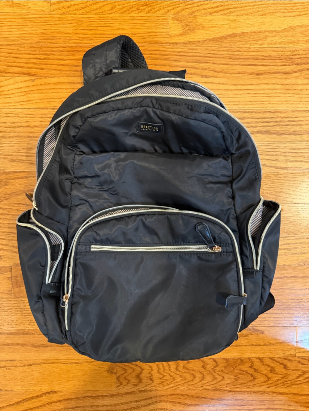 Kenneth Cole Reaction Black Backpack with Light Gray Trim
